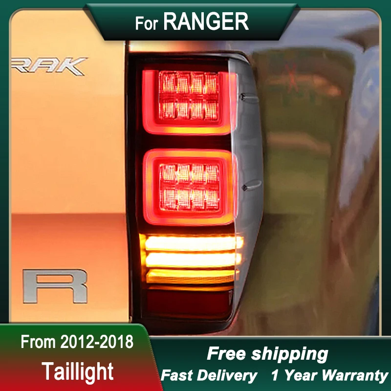 

Car Tail Lights For Ford RANGER 2012-2018 full LED new style Brake Reverse Tail Lamp Dynamic Turn Signal Light TailLamp Assembly