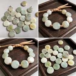 Natural Xiuyan Jade Stone Round Slice For Jewelry Making Ring Serpentine Rock Serpentinite Cutting Crafts Home Decoration Stone
