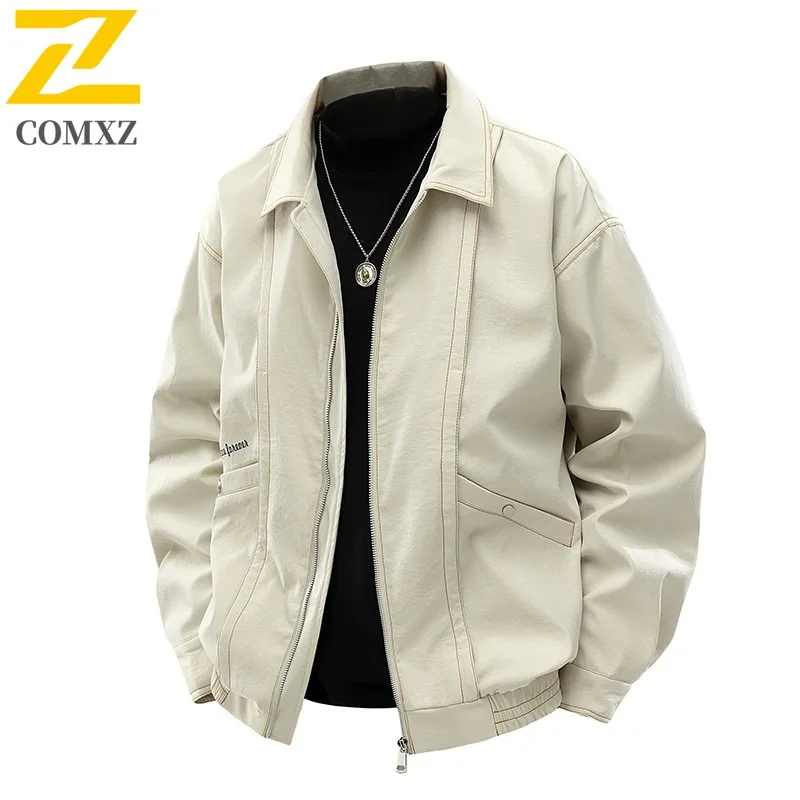 

COMXZ 2025 Spring Autumn Jacket Men Turn Down Collar Anti-wrinkle Running Travel Windproof Coat Handsome Club Waterproof Jackets