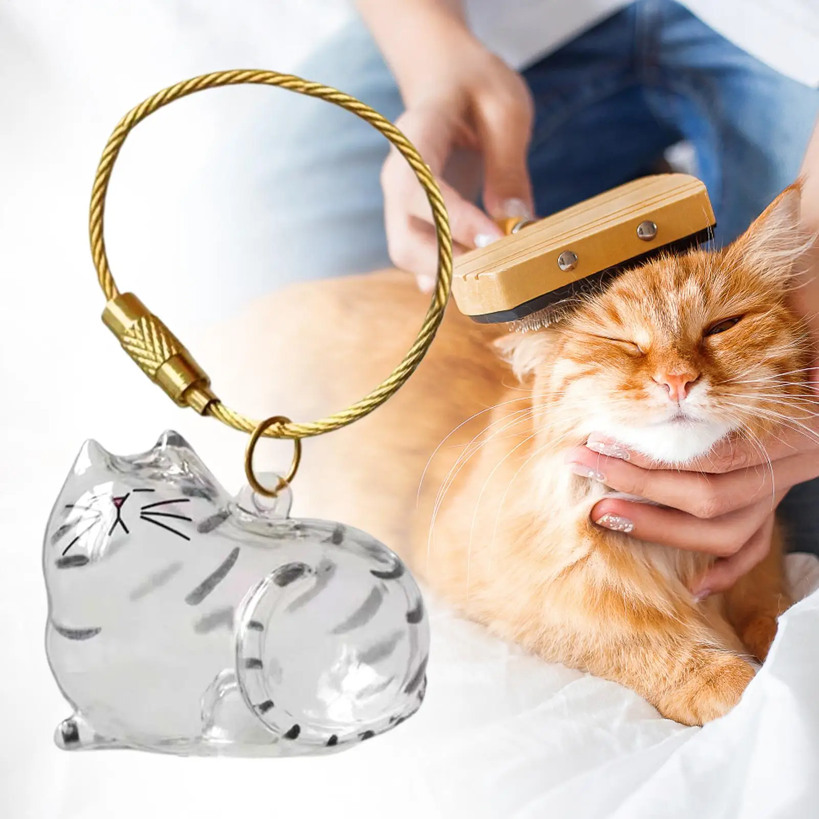 Cat Hair Storage Pendant Pet Memorial Keepsake Lightweight Cat Hair Storage Keychain Pendant Charm for Wallet Purse Backpack Bag
