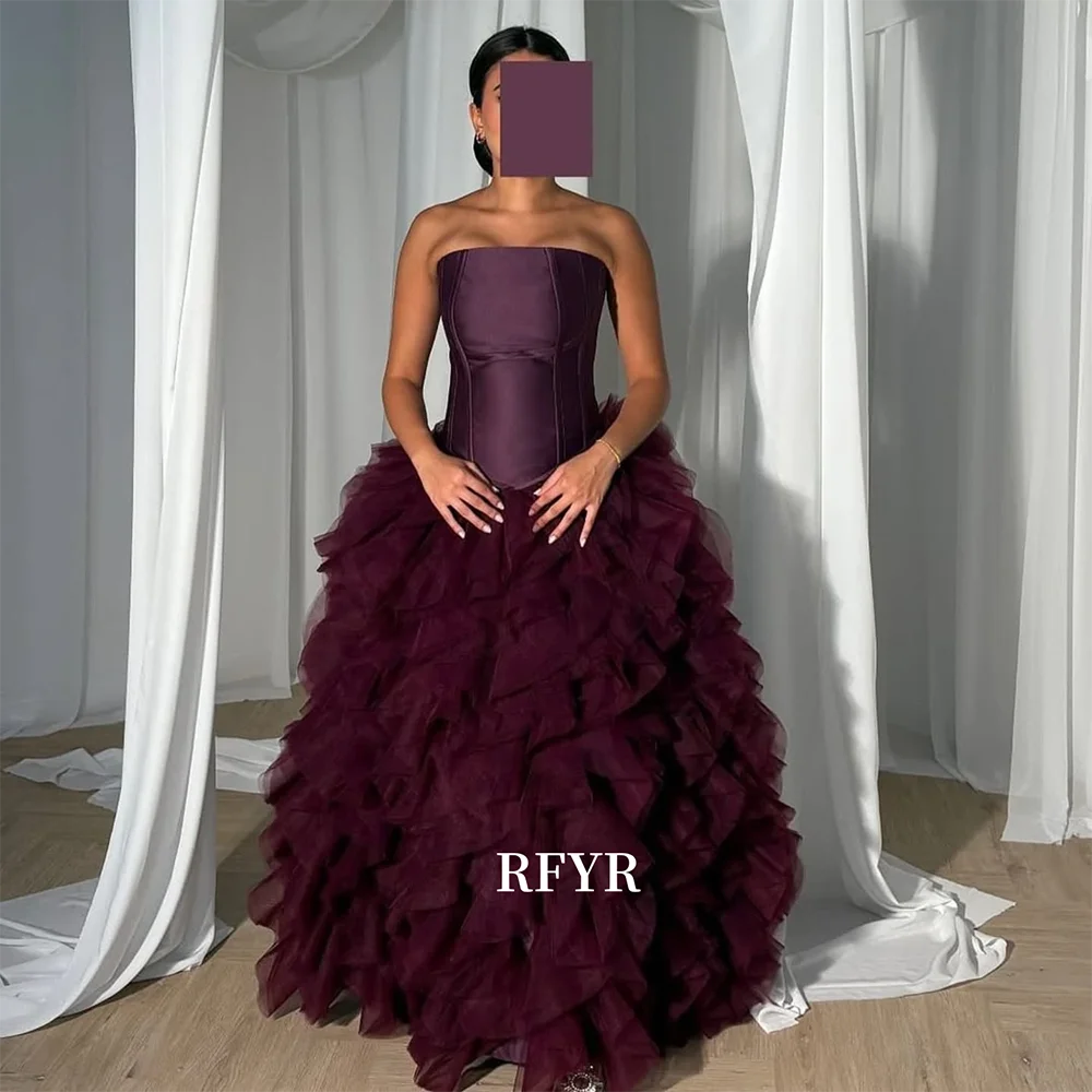 RFYR A Line Celebrity Dress Fluffy Prom Dress with Multilayers Princess Ball Gown for Women فساتين مناسبة Customized