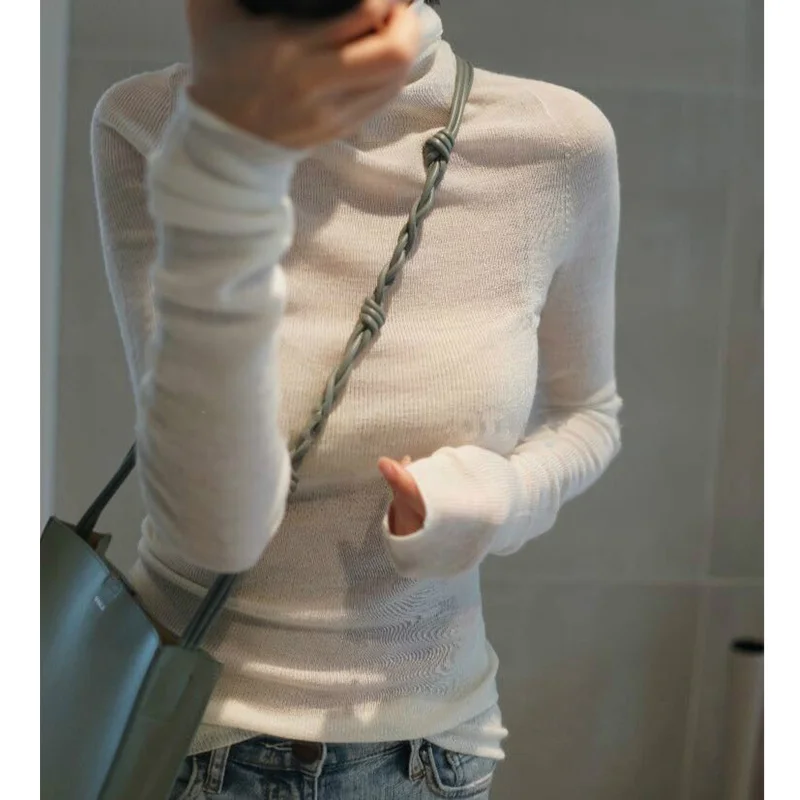 New autumn/winter cashmere sweater women\'s turtleneck pullover ultra-thin pile neck sweater wool knit