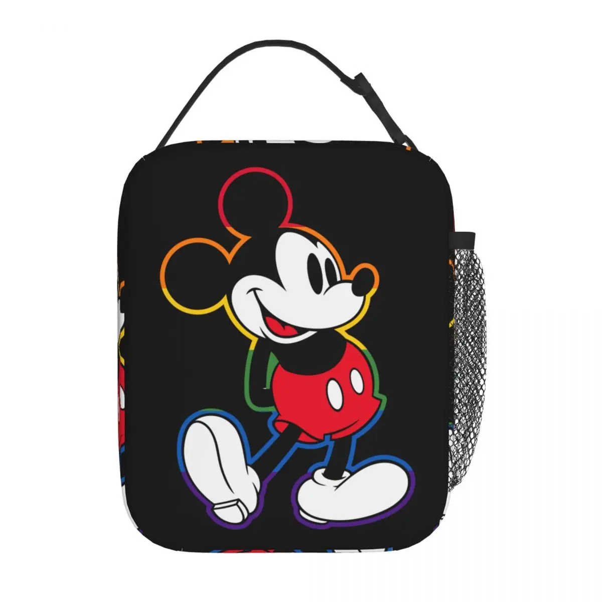 Classic Mickey Rainbow Outline Insulated Lunch Bags Thermal Meal Container High Capacity Tote Lunch Box Bento Pouch Office