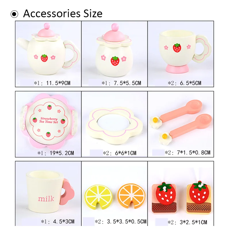 Wooden Afternoon Tea Cake Set Children Strawberry Pretend Play Kitchen Food Toys Imitation Game for Kids Early Educational Toys