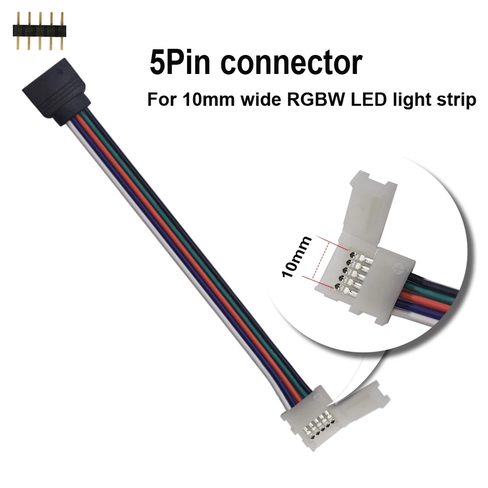 5Pin 5050 LED RGBW Strip Extension Connector Cable Wire Led Strip Extension Cables Clip For 12-24V 5050 RGBW WW LED light strip