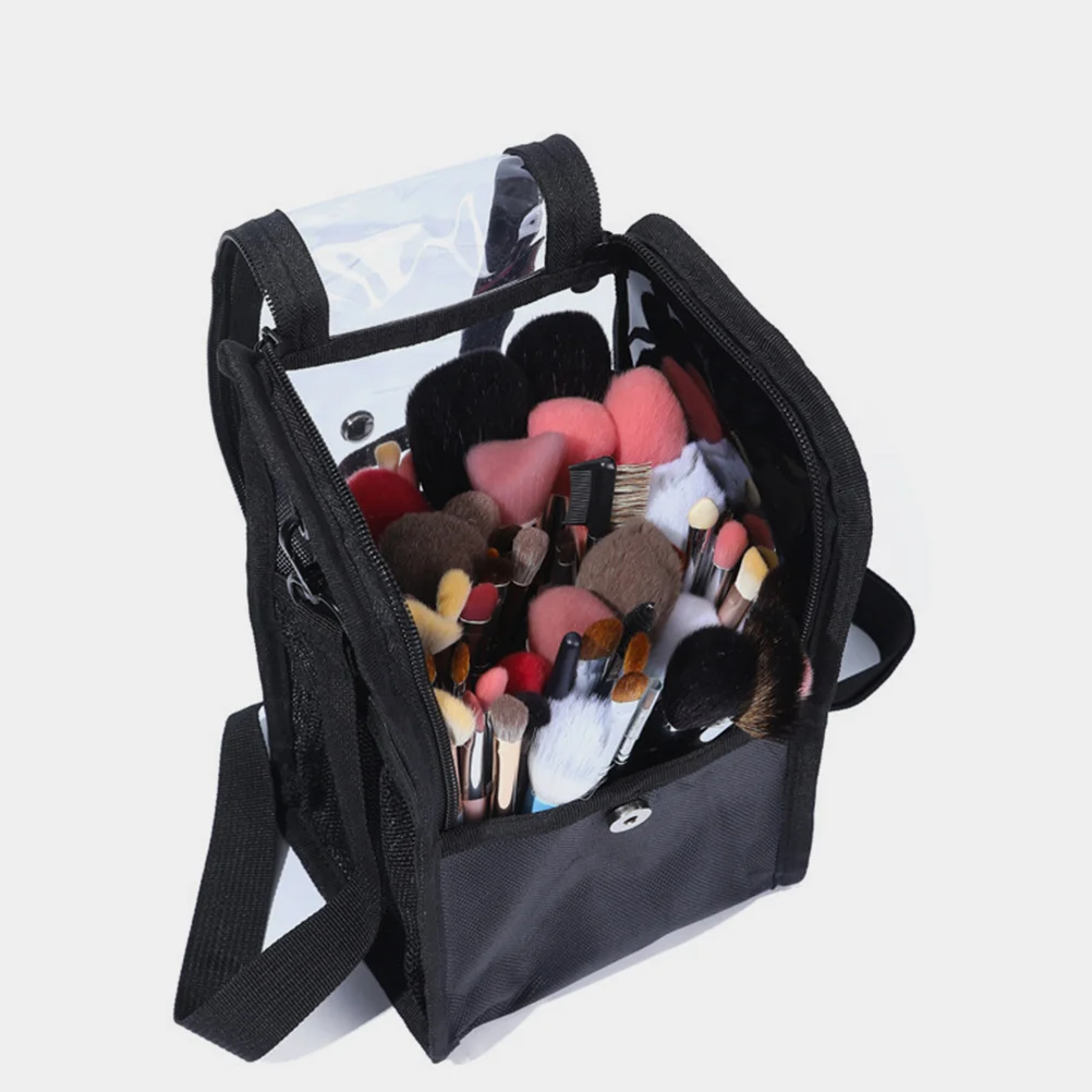 حقيبة فنان مكياج احترافية ذات سعة كبيرة، مقصورات شفافة، حقيبة أدوات محمولة لتنظيم الجسم