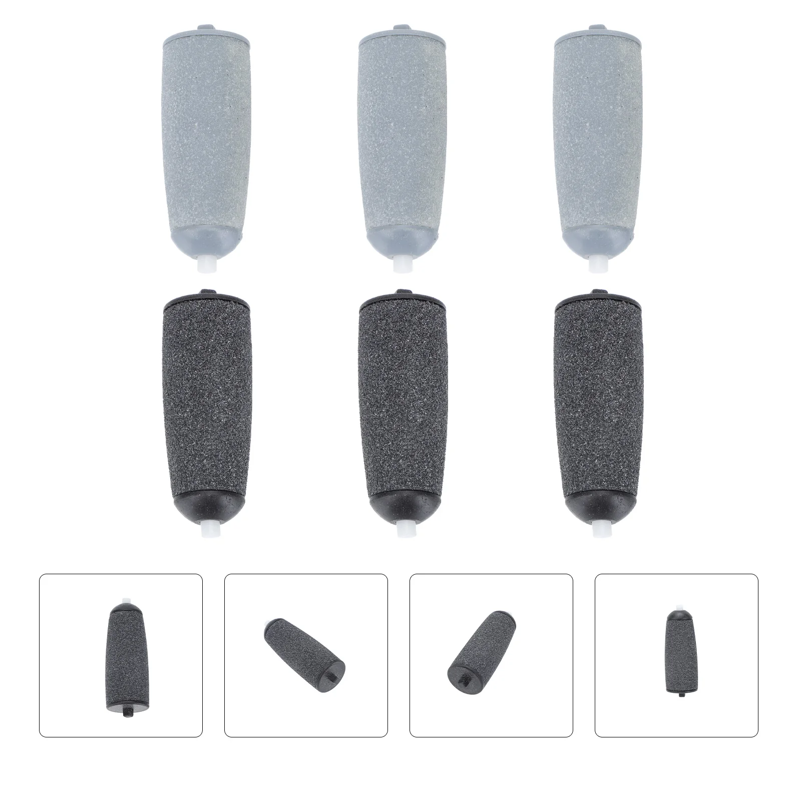 6 Pcs Manicure Tools Replacement Foot Grinder Pedicure Roller Heads Cleaning Supplies File Electrical Callus Removers Black