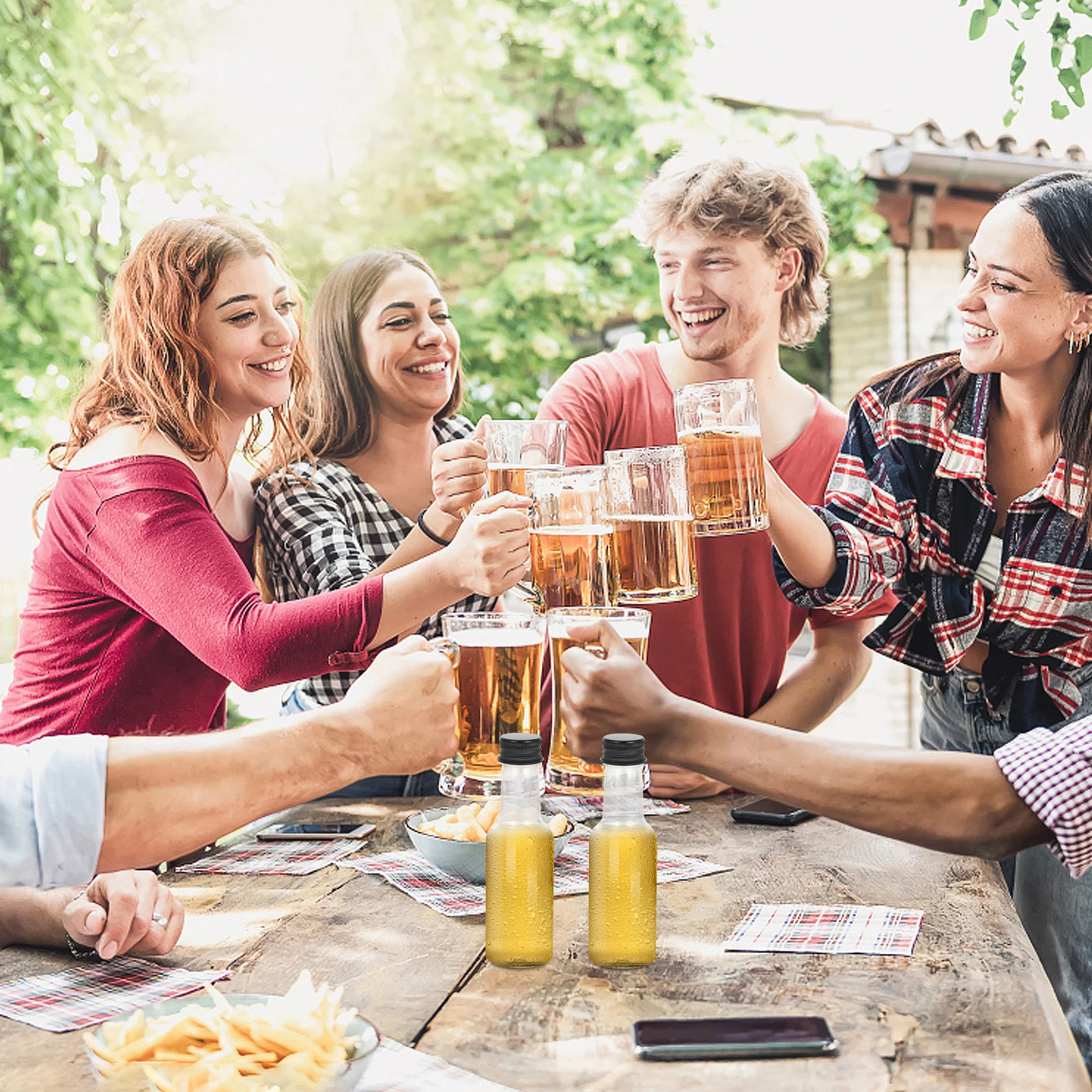 

24pcs Mini Liquor Bottles 50Ml Empty Plastic With Aluminum Caps For Weddings Party Favors Sauce Storage Kitchen