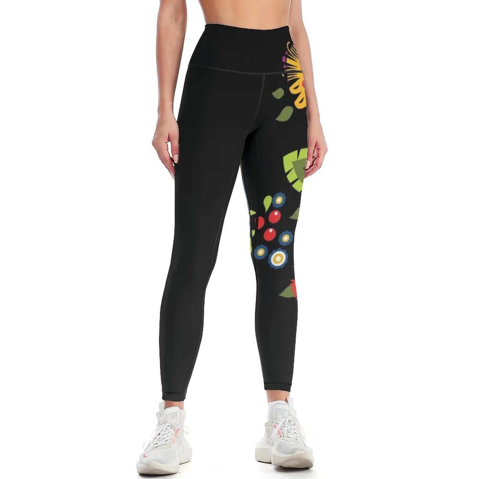 

Polish Folklore - beautiful composition on black Leggings Legging sexy woman Women's fitness fitness set gym Womens Leggings