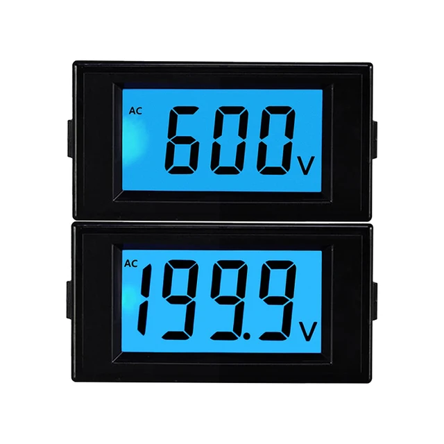Wyświetlacz LCD zakres woltomierza AC 0-200V 0-600V wyświetlacz panelowy niebieskie podświetlenie napięcie robocze AC lub DC 8-12V D69