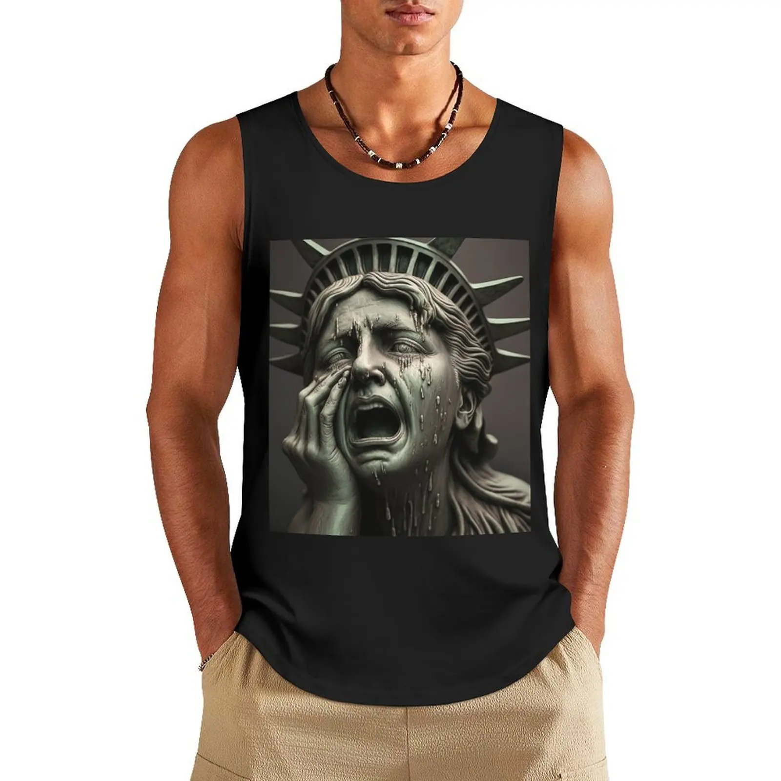 

Lady Liberty Weeps Tank Top Working vest summer clothes Sportswear for men Gym T-shirts for men