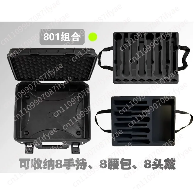 801 Combination Storage Box 8 Microphone 8 Fanny Pack Microphone, Headset Earphone Monitor Performance Suitcase