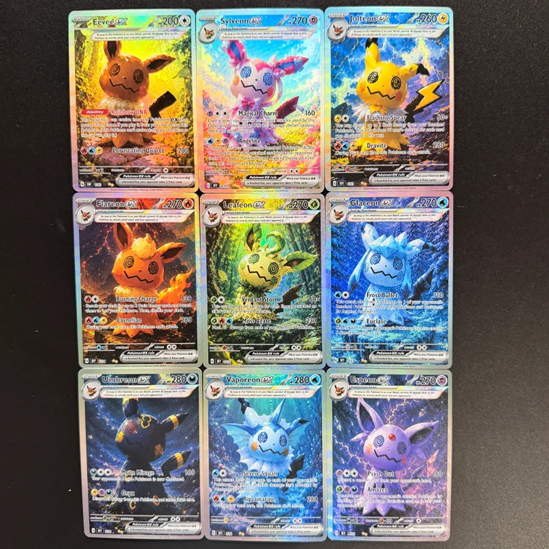 9 Style Diy PKM Cosplay Mimikyu Eevee Vaporeon Flareon Espeon Umbreon Leafeon Glaceon Sylveon Jolteon Collection Anime Card