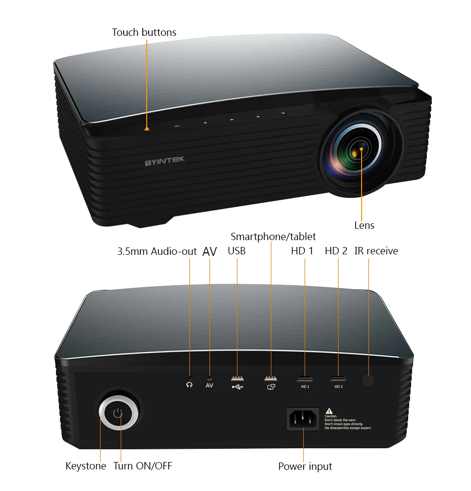 BYINTEK K25 Smart Full 1080P Home Theater LED LCD WIFI Projector For Cinema Education