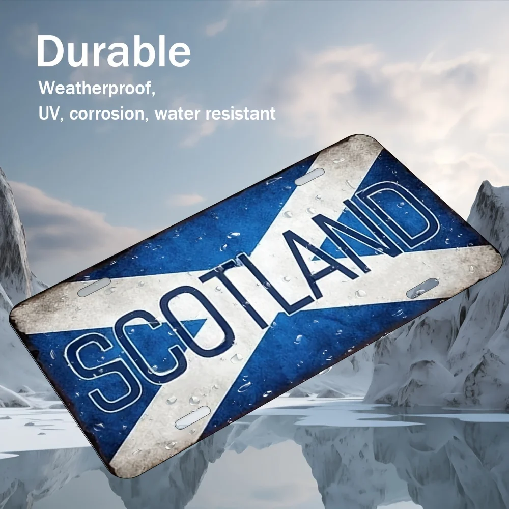 2D Flat Scottish-Themed Scottish Rampant Metal Wall Art Sign Vintage Aged Aluminum Plaque with Saltire Cross UV Printed Indoor