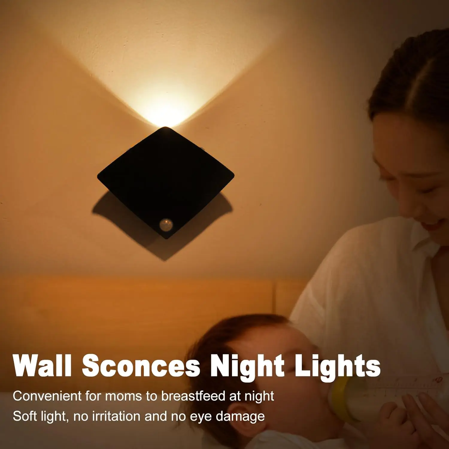 Motion Sensor Wall Sconces Manta Ray Shaped Wall Lights Perfect for Room Stairway Hallway Bedside and Toilet Warm Night Light