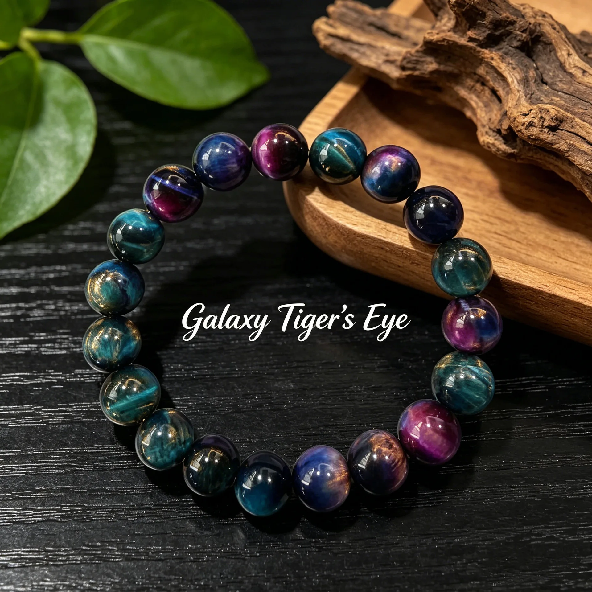 

Chinese Style Lucky Blessing Galaxy Tiger Eye Stone Beaded Bracelet Vintage Dark Elastic Jewelry For Wealth Good Fortune 6mm 8mm