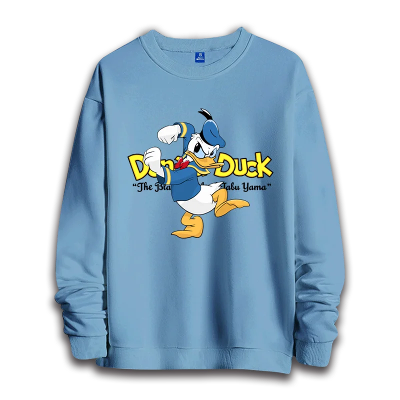 Donald Duck cartoon hoodie women\'s round neck hoodie long sleeved top couple casual top couple round neck long sleeved hoodie