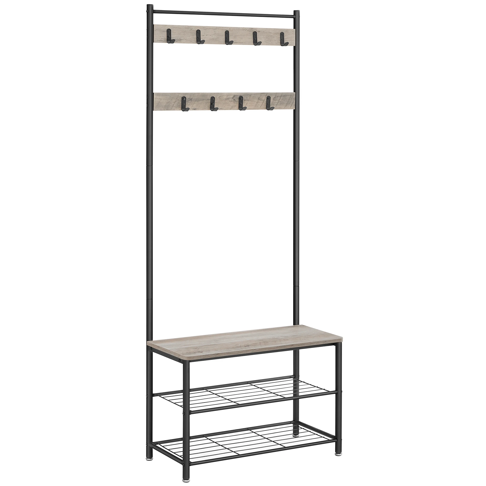VASAGLE 3 in 1 Coat Stand with Shoe Rack, Steel Frame, 32 x 70 x 175 cm image 3