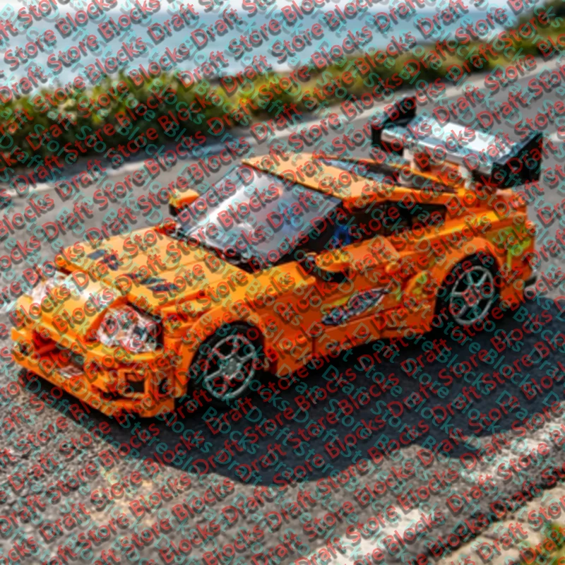 QWERT Popular Movies Model MOC Building Bricks Orange Sports Car Modular Technology Gifts Holiday Assemble Toys Suit Display