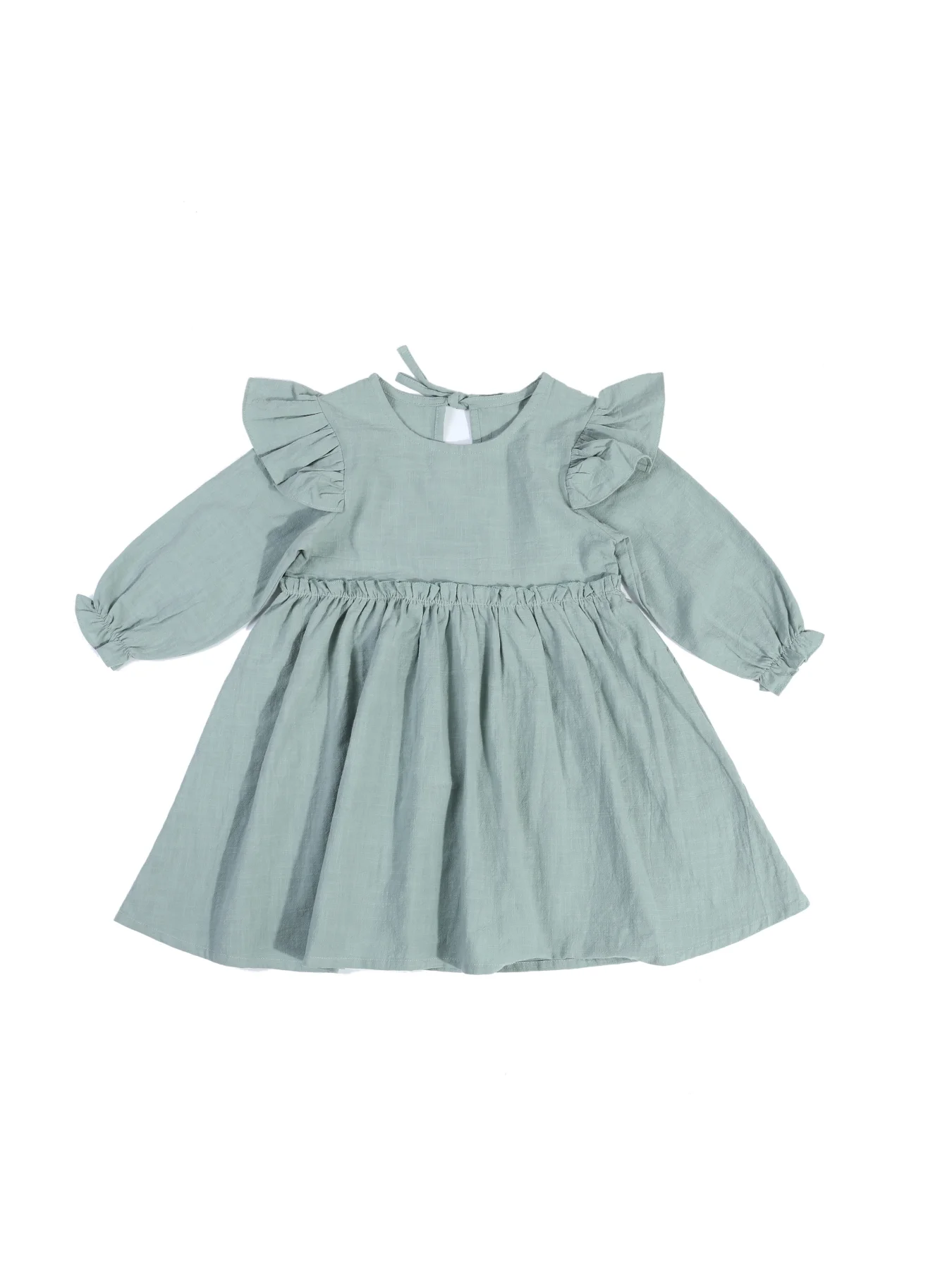 Children's Cotton Flutter Sleeve Dress Girls' One-Piece Dress Princess Dress Solid Color New Arrival INS 2022