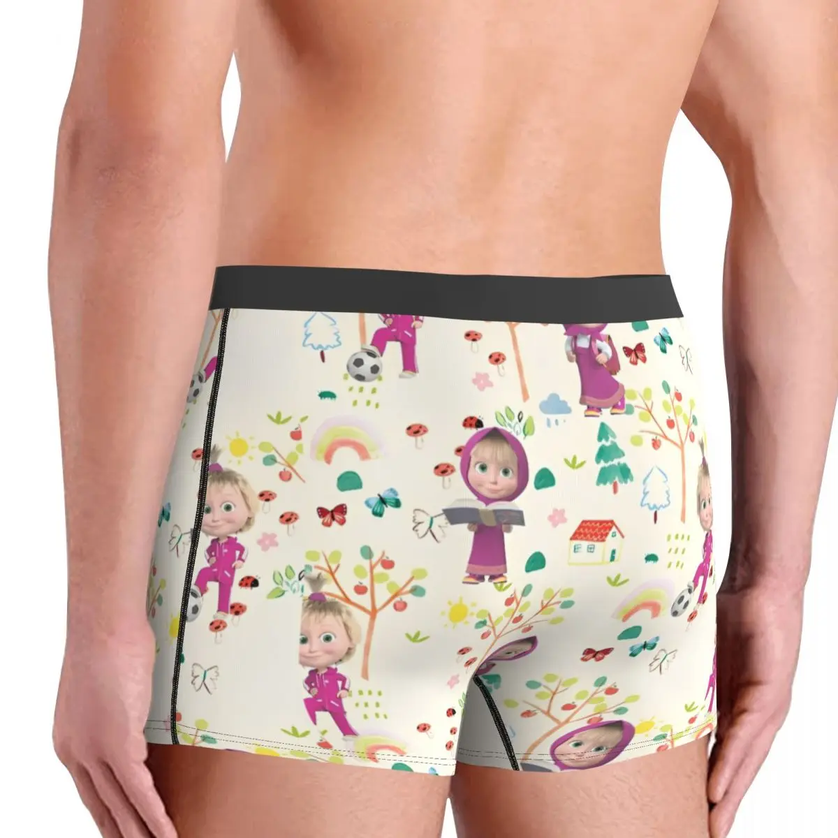 M-Masha And Bear Underwear Comfortable Underpants Printed Boxer Brief For Man 3D Pouch Plus Size Boxer Shorts