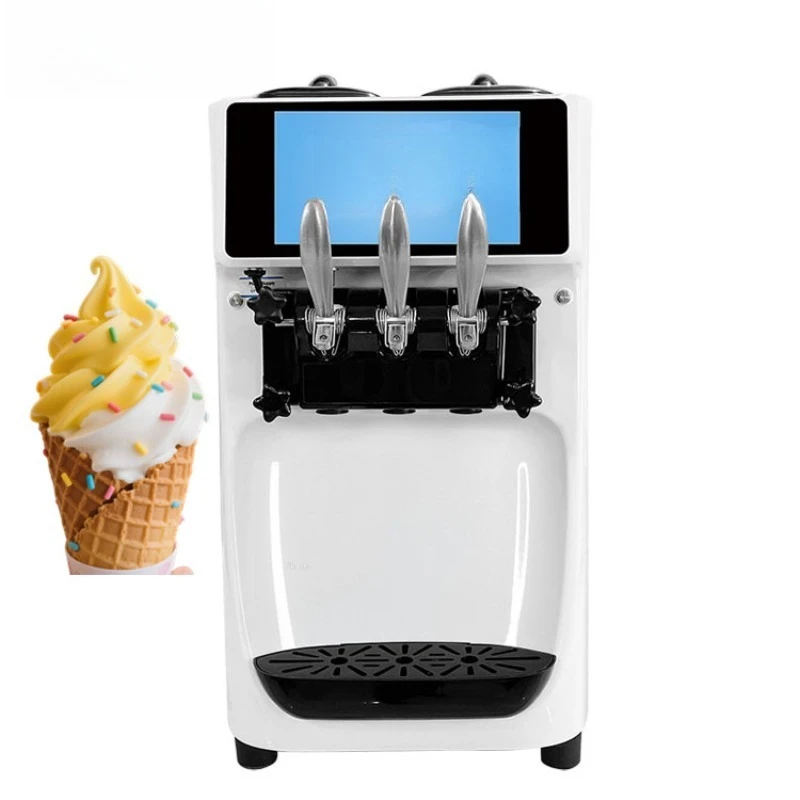 Touch Screen Commercial Ice Cream Machine 26-32L/H Double Compressor Low Noise Air Pump Function Table Top 220V