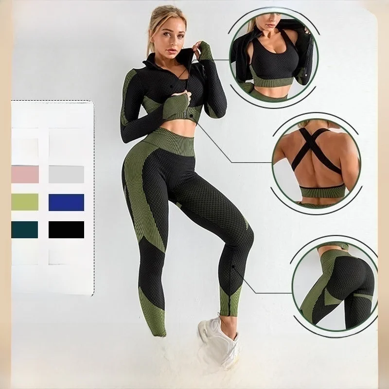 

Tagkita Women's Yoga Fitn Clothing Set Long Sve Breathable Spor Tummy Control Warm Winter Cross Ba Vest Peach Butt