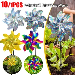 2/10pcs Windmill Bird Repellent garden Decorations Colorful Wind Spinner Outdoor Decor Reflective DIY Lawn Windmill Garden Decor
