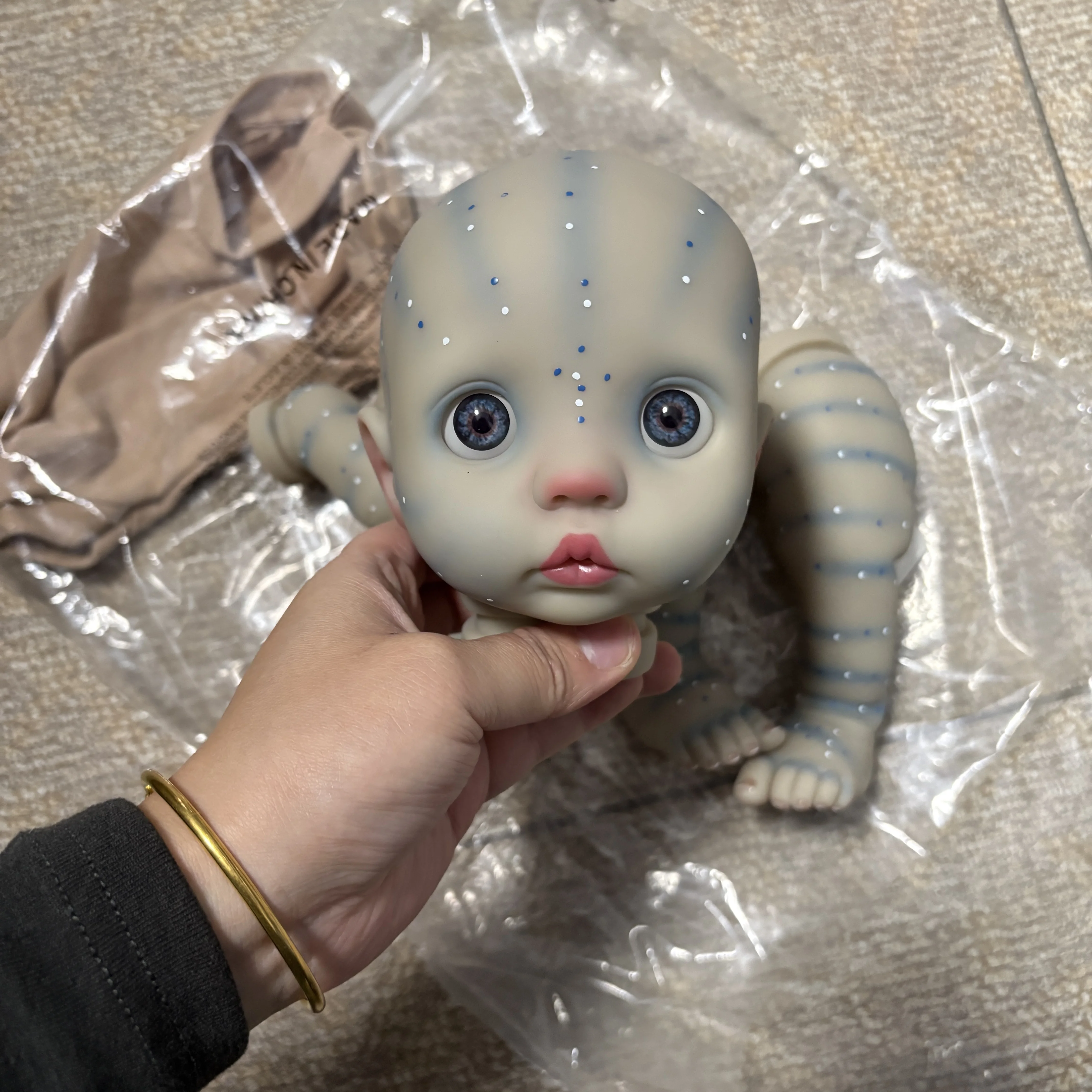 NPK 40CM  Already Painted DIY Doll Kit Reborn Peeka in Avatar Version Come with Cloth Body Unassembly Doll Parts