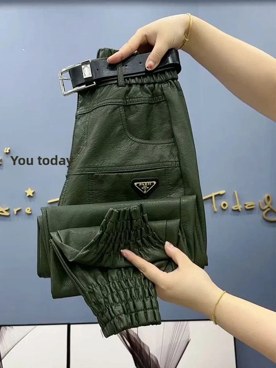 

Женские повседневные брюки-шаровары с высокой талией в корейском стиле, модные, утягивающие, с отворотами, весна 2025, для офиса