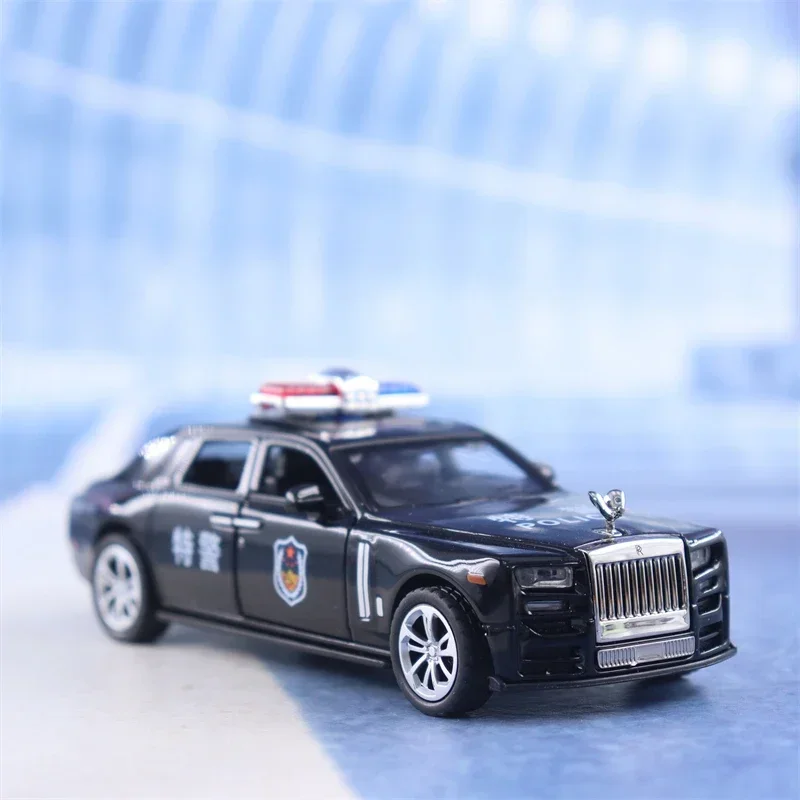 1:36 Rolls-Royce Phantom police car Simulation Diecast Metal Alloy Model car Sound Light Pull Back Collection Kids Toy Gift F577