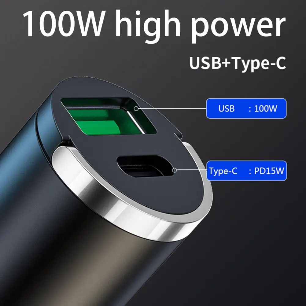 Car Charger 1 Set Practical DC 12V-24V Hidden Type  Dual Ports Car Charging Adapter Vehicle Supplies