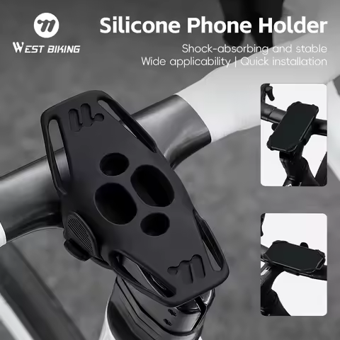 WEST BIKING Bicycle Silicone Mobile Phone Support Anti-Slip MTB Road Bike Electric Scooter 6.7 Inch Phone Adjustable Holder