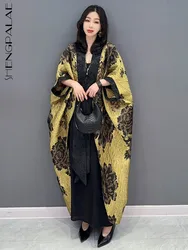 SHENGPALAE Chinese Style Flower Print Dark Casual Loose Bat Sleeve Elegant Chic Cardigan Coat 2024 Spring New Clothing 5R2236