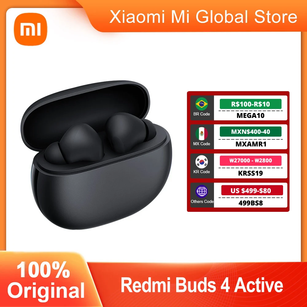 

Xiaomi Redmi Buds 4 Active TWS Global Version Wireless Bluetooth 5.3 Sport Earphone Noise Cancellation Waterproof Headphones