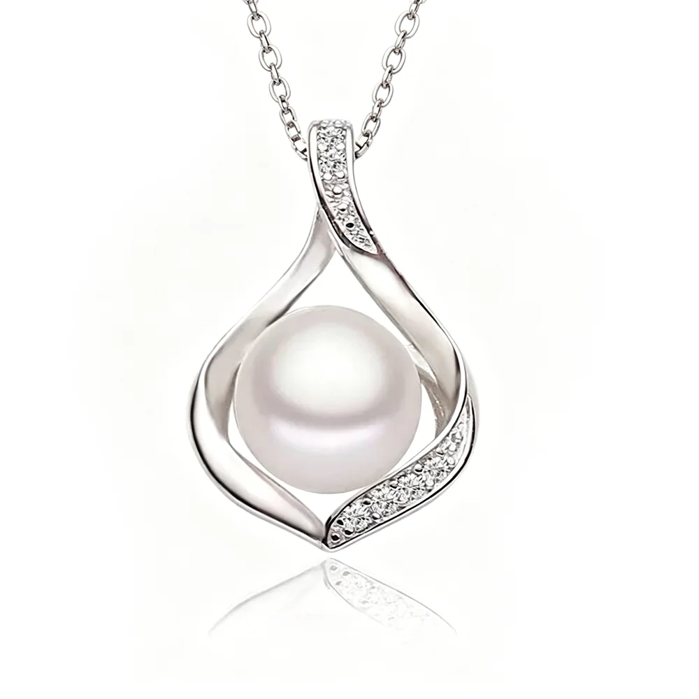 

Wedding 925 Silver Pearl Pendant Women,Trendy Freshwater Natural Grey Pearl Pendant Necklace Girl Birthday Gift Drop Shipping