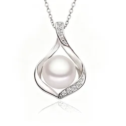 Real Natural Freshwater Pearl Pendant Woman,925 Silver Pearl Pendant On The Neck Wife Mother Birthday Gift White Black