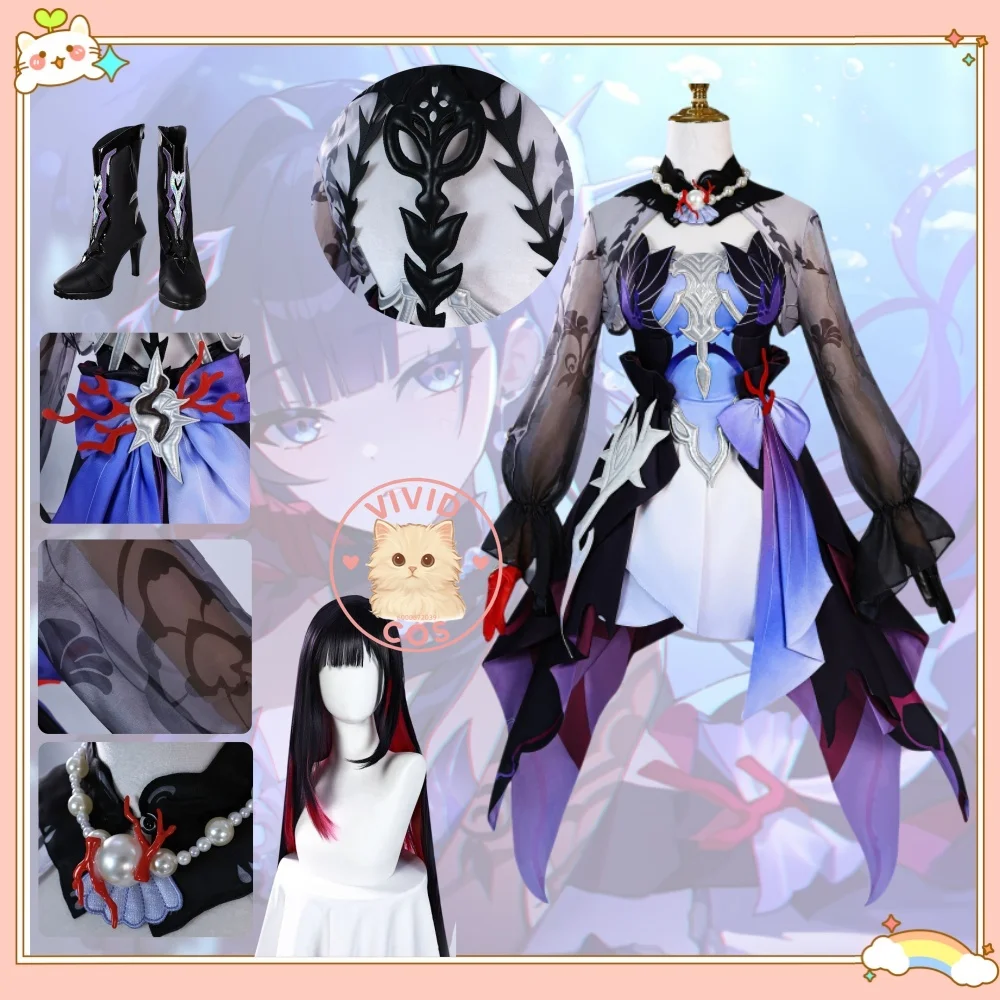

Game Honkai: Star Rail Hysilens Cosplay Costume Anime Helektra Role Playing Blue Outfit Uniform Dress for Women Comic Con Party