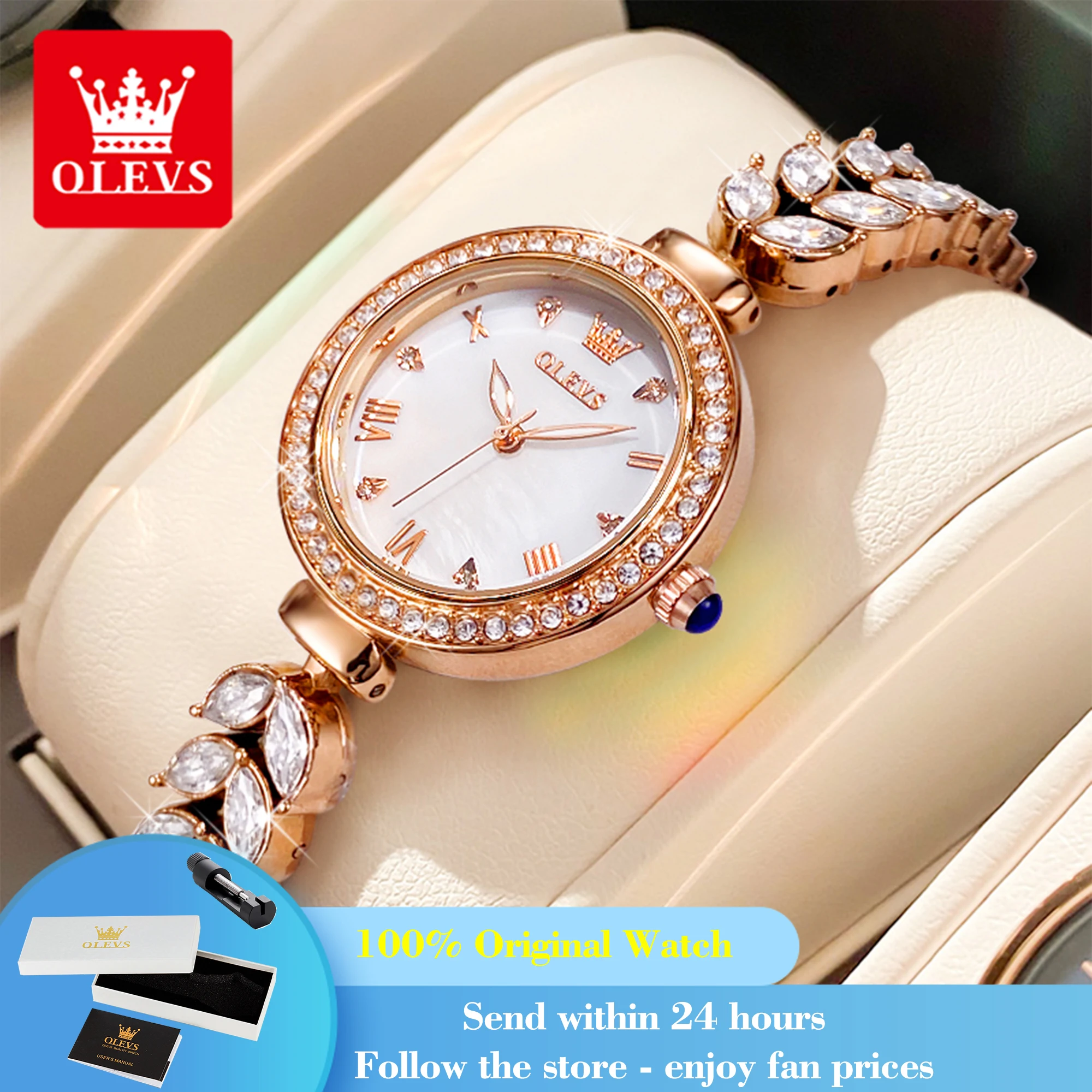

OLEVS 9971 Woman's Watch Waterproof Diamond Luxury Quartz Watch For Women Roman Scale Top Brand Fashion Ladies Wristwatch