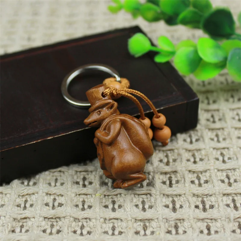 Wholesale 12 Zodiac Keychain Engraving Wood Car Key Ring Creative Animal Horse Dragon Snake Dog Key Chain Gift Accessories