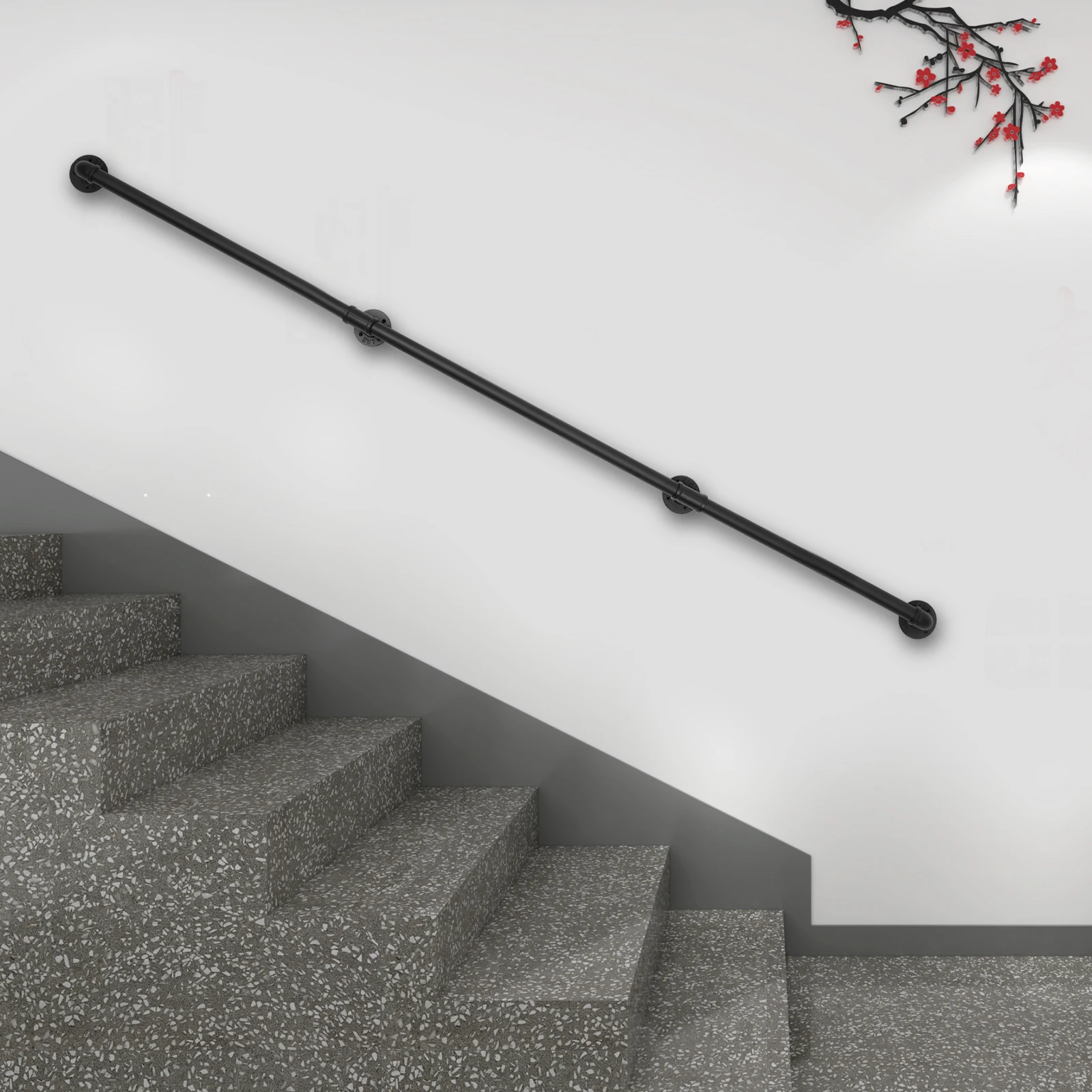 8ft/12ft Treppen handlauf Trittleiter Treppen geländer Wand-Loft-Rohr 3 Abschnitte für drinnen und draußen