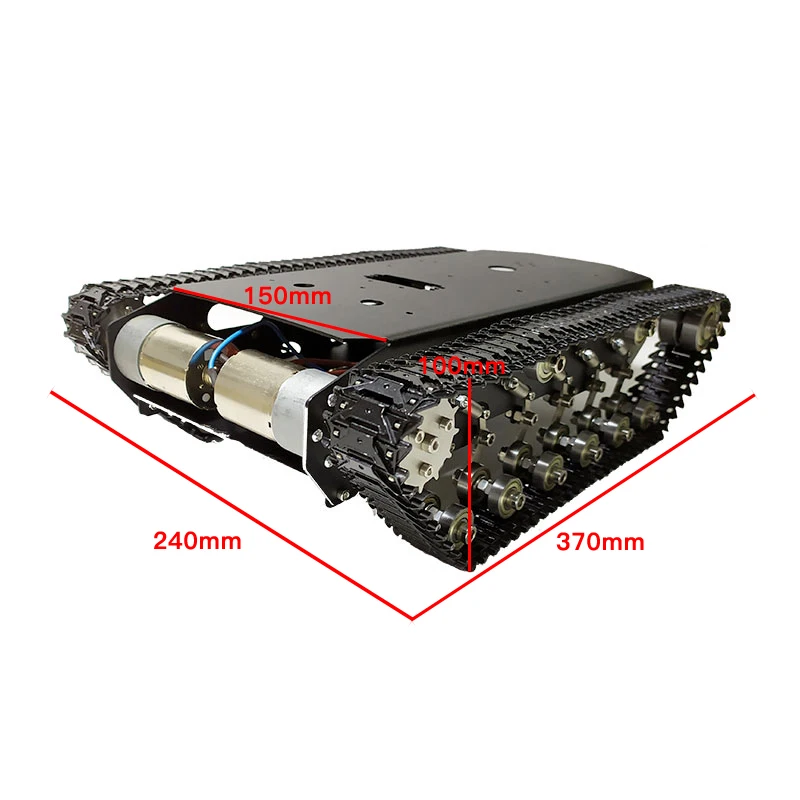 Large Load Metal Tank Chassis Metal Track Shock-absorbing Crawler Chassis Smart Robot + High Power Motor Assembled