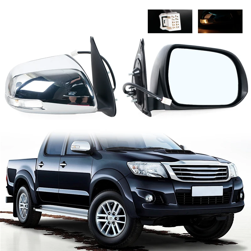 

LED Light Cover Trim 5 Pins Rearview Mirrors Assembly For Toyota Hilux 2008 2009 2010 2011 2012 2013-2015 Chrome Rearview Mirror