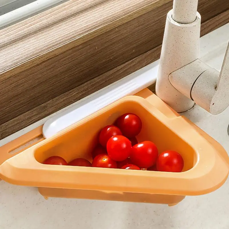 Kitchen Triangular Drain Basket Sink Storage Rack No Punching  Sink Holder Retractable Storage Basket Kitchen Accessories