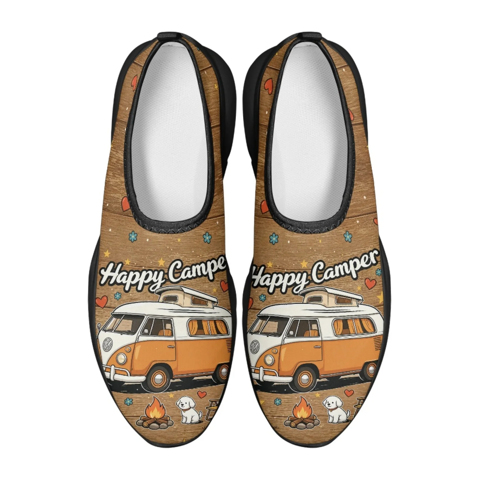 PENSTROLL Happy Camper Van Non Slip Comfort Slip on Flat Shoes, Men's Classic Low Top Shoes for Adult Walking and Sports