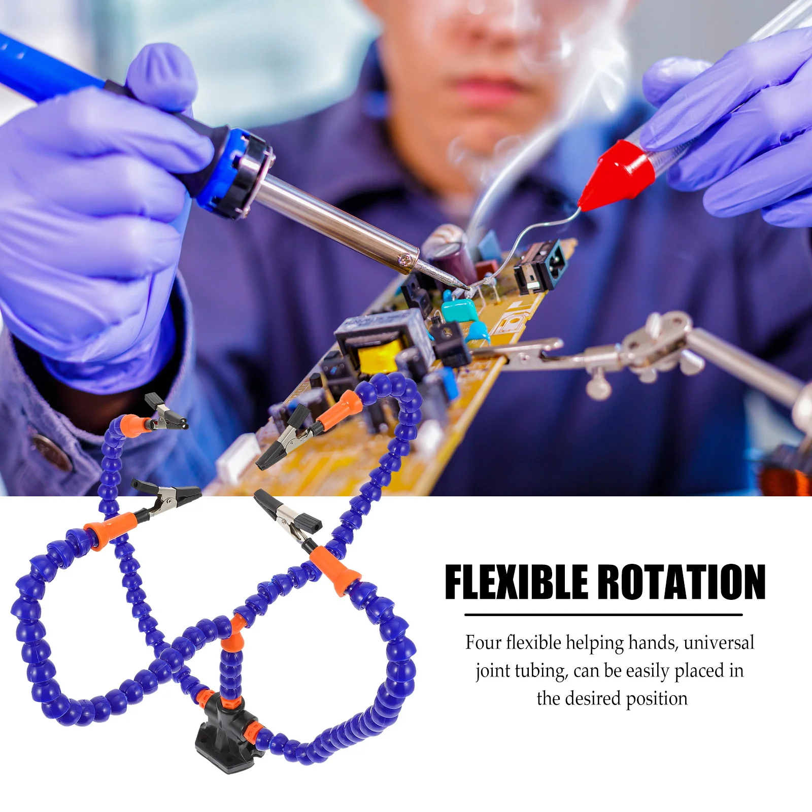 

1Set Soldering Helping Hand Stand Four Arms Adjustable Welding Aid Flexible Platform Alligator Clip Workshop Tool