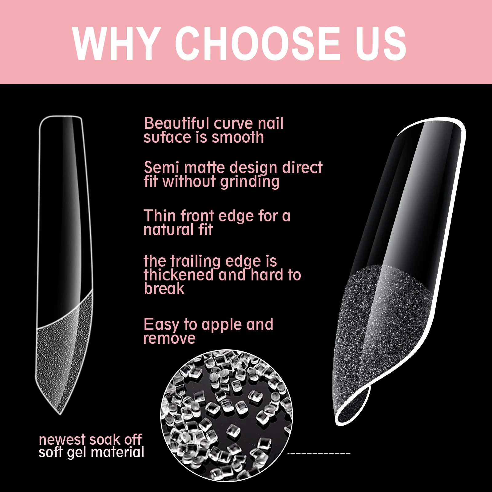 240pcs Full Coverage Soft Gel Nail Tips Set Semi-Matte Preformed Press-On Nails Transparent Nail Extension Kit