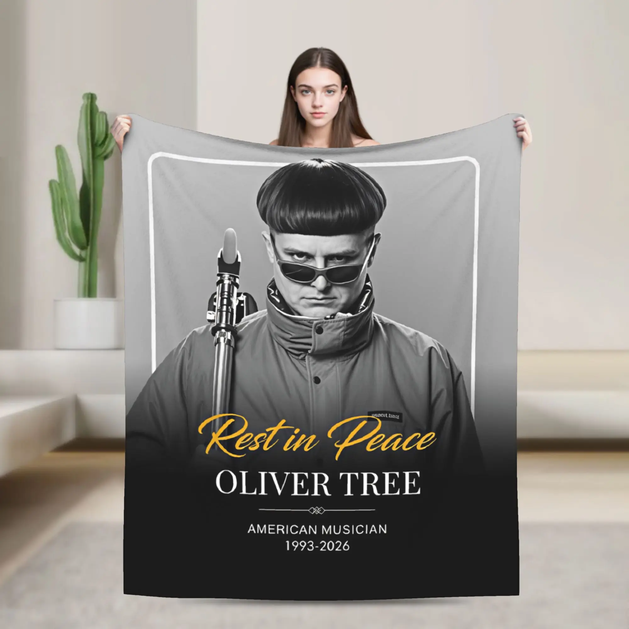 Oliver Tree Rest In Peace 1993 to 2026 Blankets Winter  Warm Cozy Throw Blanket For Girl Bedroom Flannel Bedspread Bed Cover