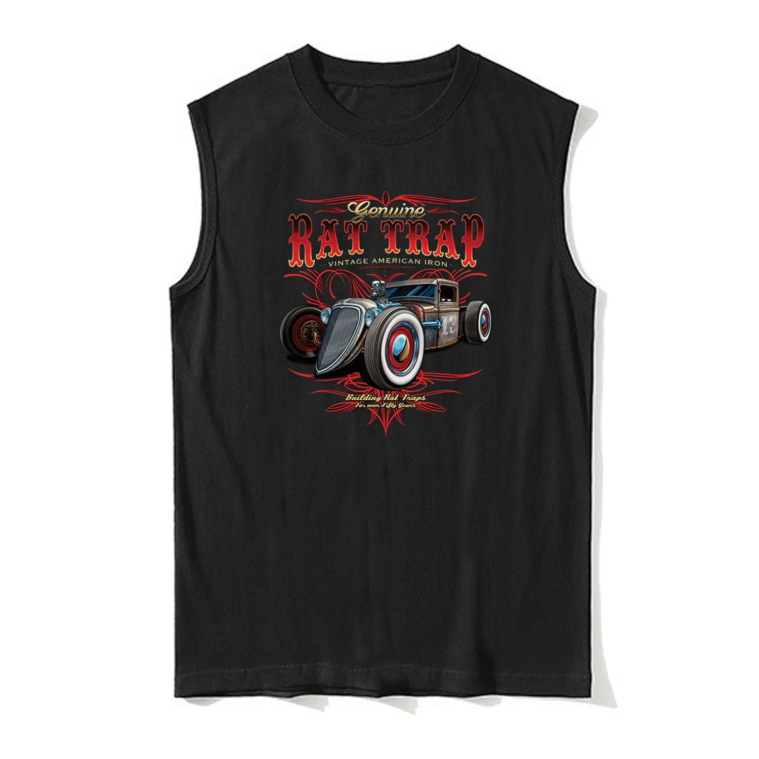 Genuine Rat Trap Vintage American Iron Hot Rod Old School Tanktop 100% Cotton O-Neck Vests Summer Casual Mens Sleeveless T-shirt